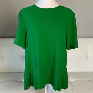 Zara Green Blouse with Pleated Hem - Sleek Design